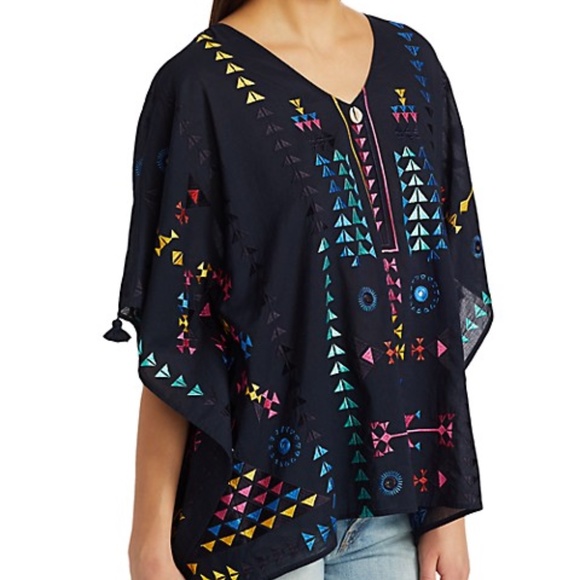 Figue Tops - Figue Ritika Half-Sleeve Embroidered Kaftan Top